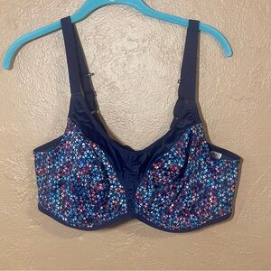 Elomi energise high impact sports bra navy underwire geometric 38E NWT